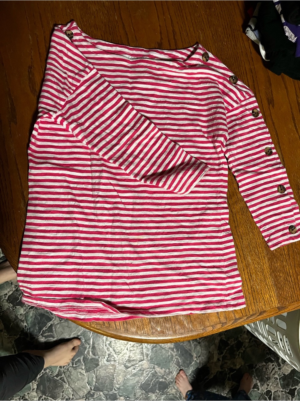 Talbots Pink and White Striped Top